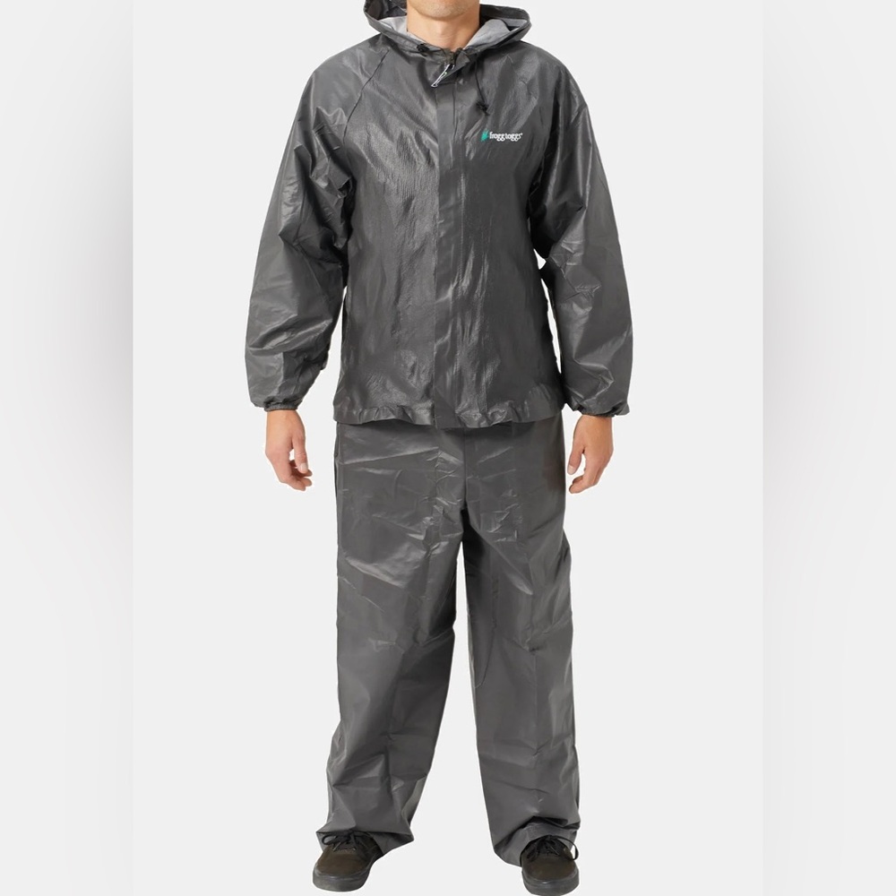 Frogg Toggs Ultra-Lite2 Rain Suit Gray Lightweight Two Piece Jacket Pants Size M